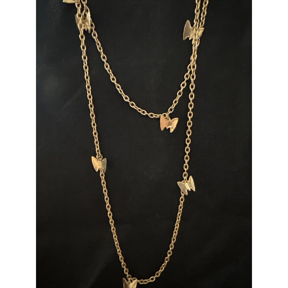 Vintage Sarah Coventry  ( Cov )"Flutterbyes" gold-tone butterfly charm necklace